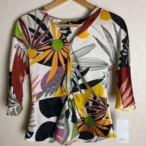 ⭐️NWT Zara knotted twist front blouse XS